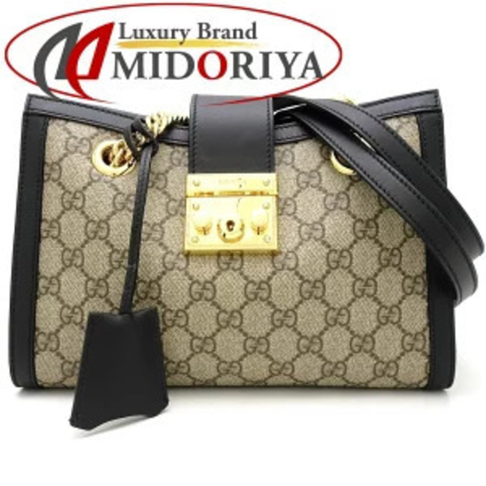 Gucci Padlock GG Shoulder Bag Leather Beige Black